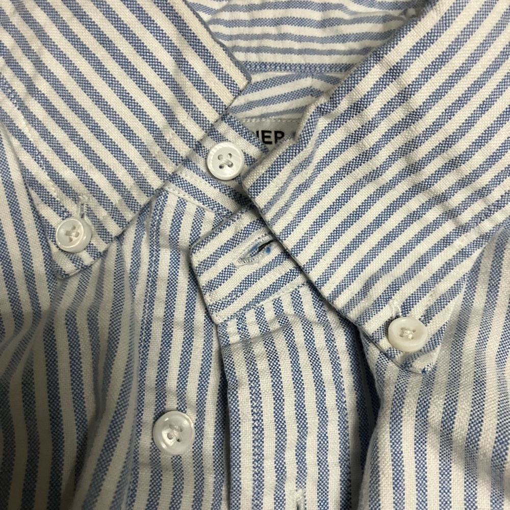 Spier Mackay blue white dress shirt university stripe 15.5 button down
